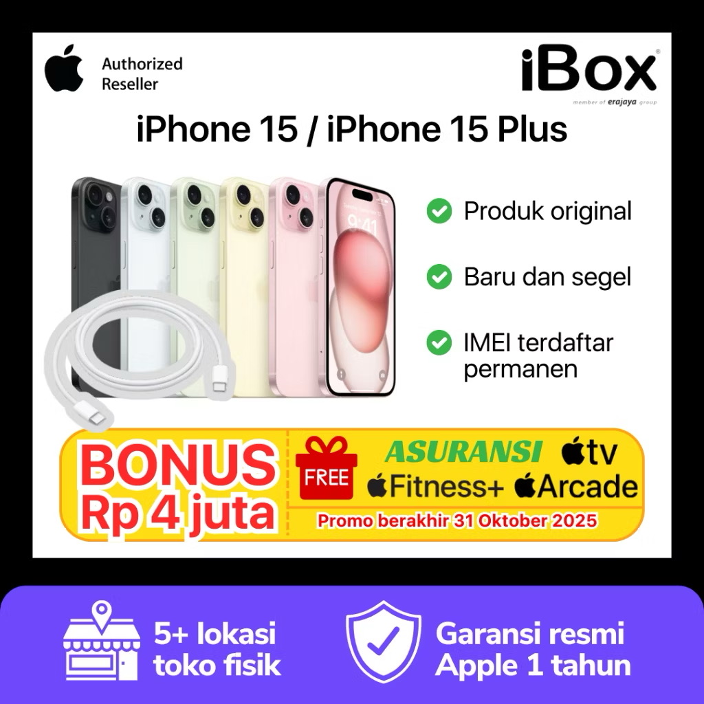 iPhone 15 Plus 128GB GARANSI RESMI IBOX  