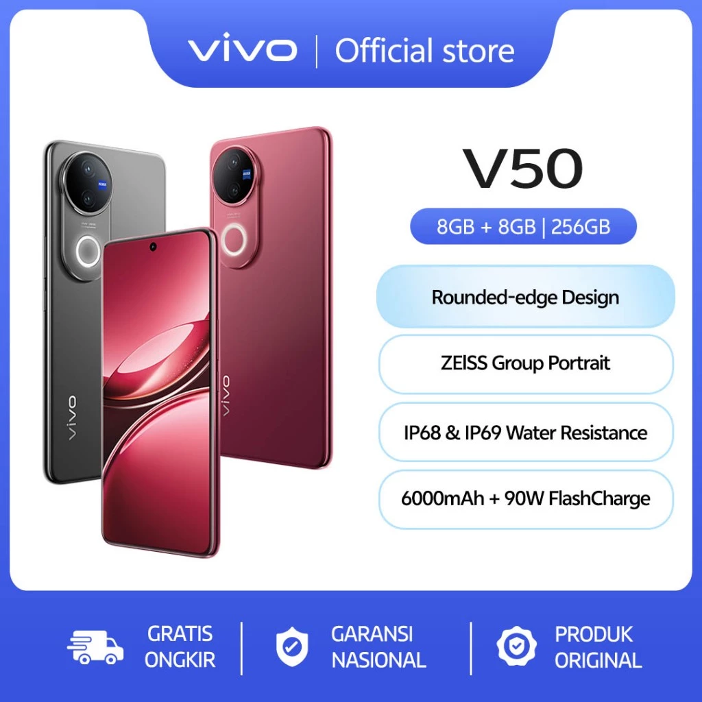 Vivo V50 5G (8/256) Rounded-edge Design, ZEISS Group Potrait, 6000mAh Battery+90W Flashcharge 
