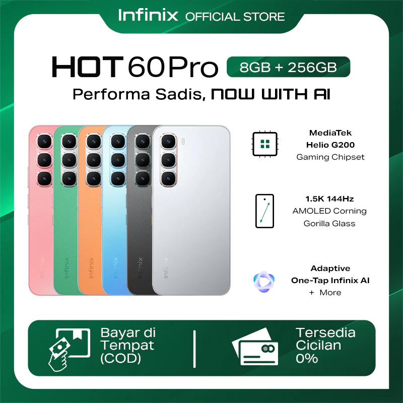 Infinix Hot 60 Pro 8/256GB - Up to 16GB Extended RAM - Helio G200 - 6.78 inch 144Hz AMOLED - 50MP -  